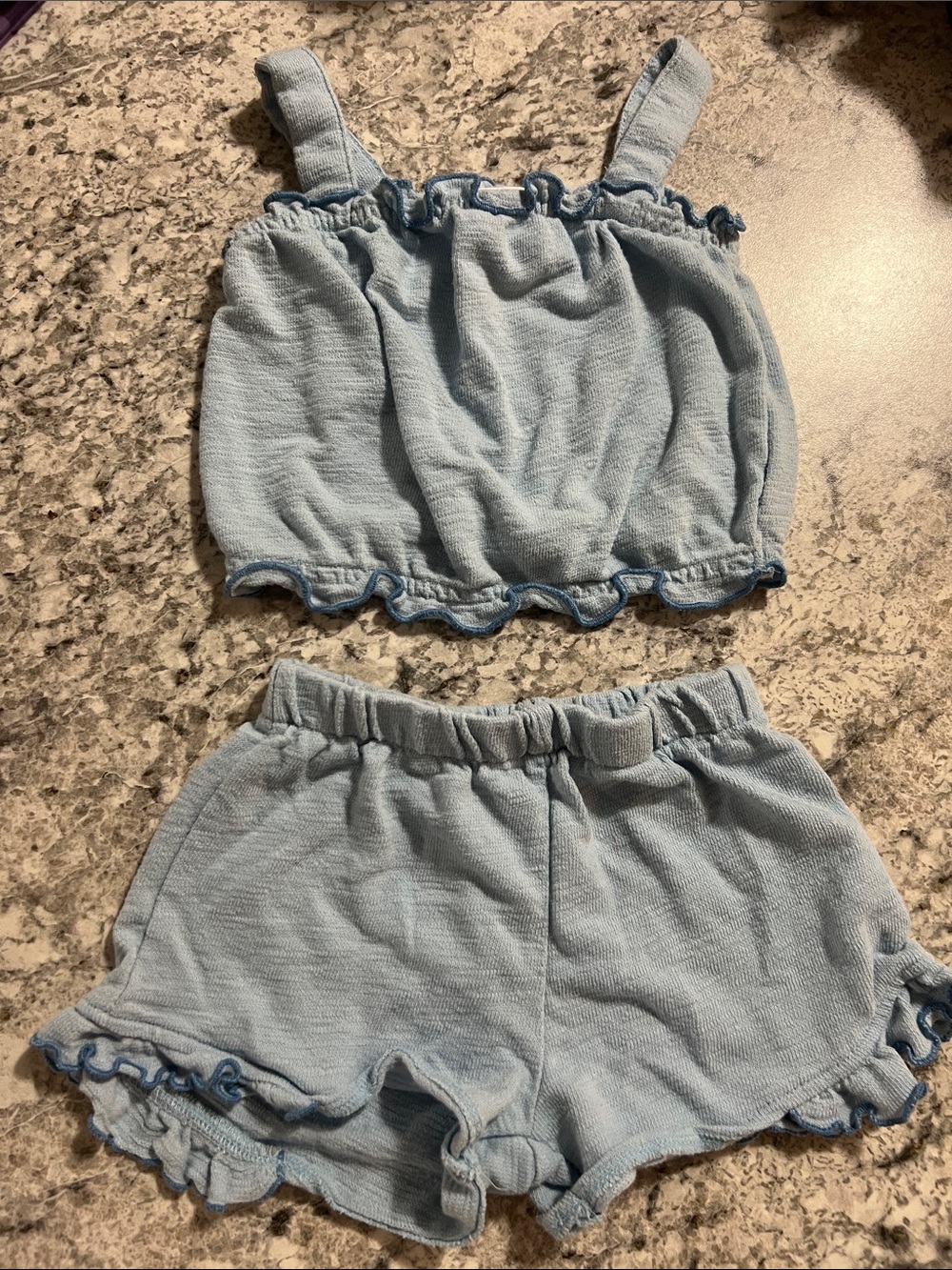 Old Navy Light Blue Ruffle Tank and Shorts Set